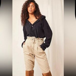 Free People Beach Bino Terrycloth Pullover XS Cozy Relaxed Fit